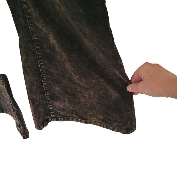EASEL Vintage-Style Brown Acid Wash‎ velvet Corduroy Flare Pants Womens L hippie - Picture 3 of 7